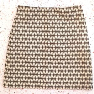 LOFT | Short Skirt Exposed Shiny Gold Zipper Back Cream Black Metallic | 00 P